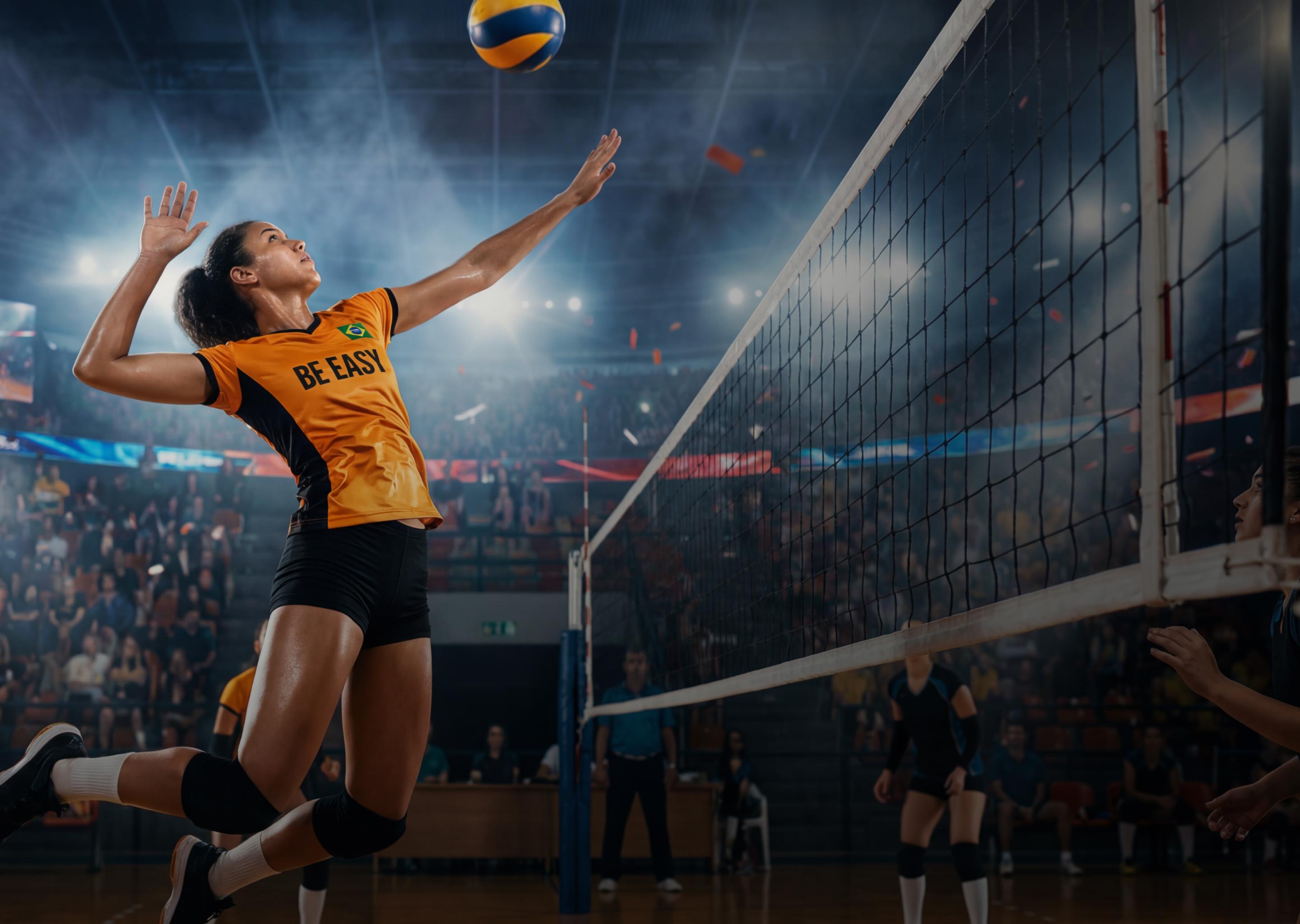 Atleta de vôlei em ação